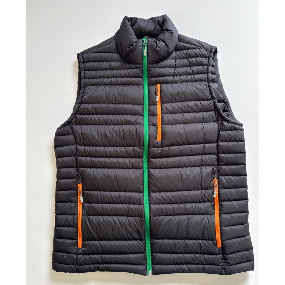 Hexa Custom Mens Puffer Vest Black Green Orange Zip Down Insulated Large Regular
